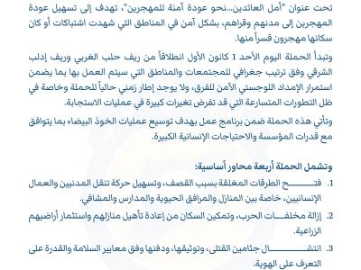 بيان من الخوذ البيضاء حول إطلاق حملة "أمل العائدين…نحو عودة آمنة للمهجرين"