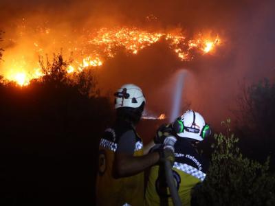 White Helmets Firefighting Teams Successfully Control Massive Forest Fire in Deir Othman, West of Idlib After 9 Hours of Nonstop Efforts