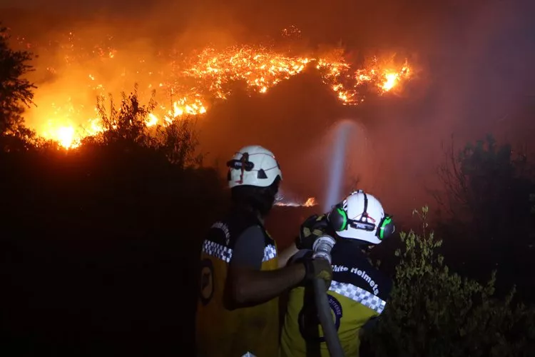 White Helmets Firefighting Teams Successfully Control Massive Forest Fire in Deir Othman, West of Idlib After 9 Hours of Nonstop Efforts